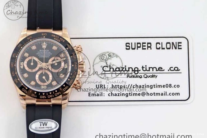 Good Copy Rolex Watches Strap TWF 904L 2416 Diamonds RG on 116515 A  Steel Best HighQuality RG Black Dial Daytona Edition Oysterflex 1:1 0114